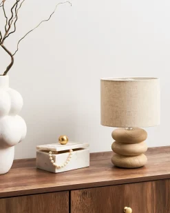 Online Beliani Lampada da tavolo BETWA Legno di mango Marrone chiaro Beige Marrone