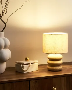 Online Beliani Lampada da tavolo BETWA Legno di mango Marrone chiaro Beige Marrone