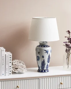 Sale Beliani Lampada da tavolo BIJELA Porcellana Bianco/Blu Bianco Blu