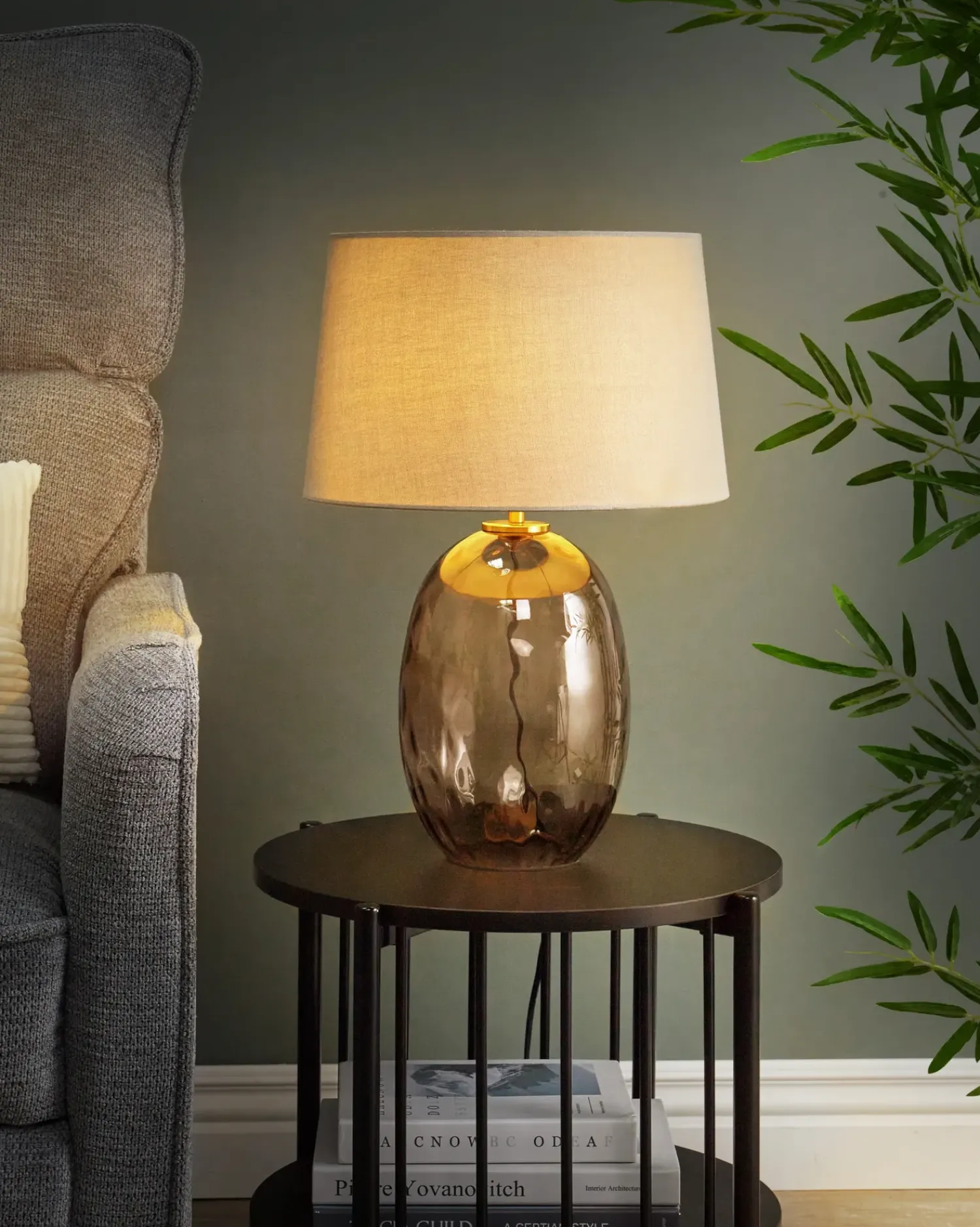 Hot Beliani Lampada da tavolo BONELLI Grigio Trasparente Grigio