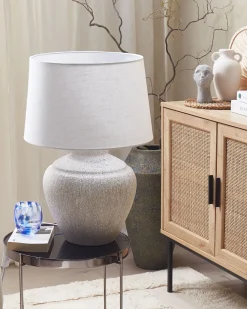 Online Beliani Lampada da tavolo CAINE Ceramica Beige chiaro Bianco Beige