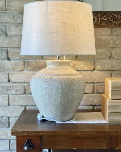Online Beliani Lampada da tavolo CAINE Ceramica Beige chiaro Bianco Beige