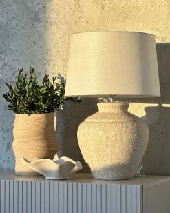 Online Beliani Lampada da tavolo CAINE Ceramica Beige chiaro Bianco Beige