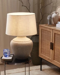 Online Beliani Lampada da tavolo CAINE Ceramica Beige chiaro Bianco Beige