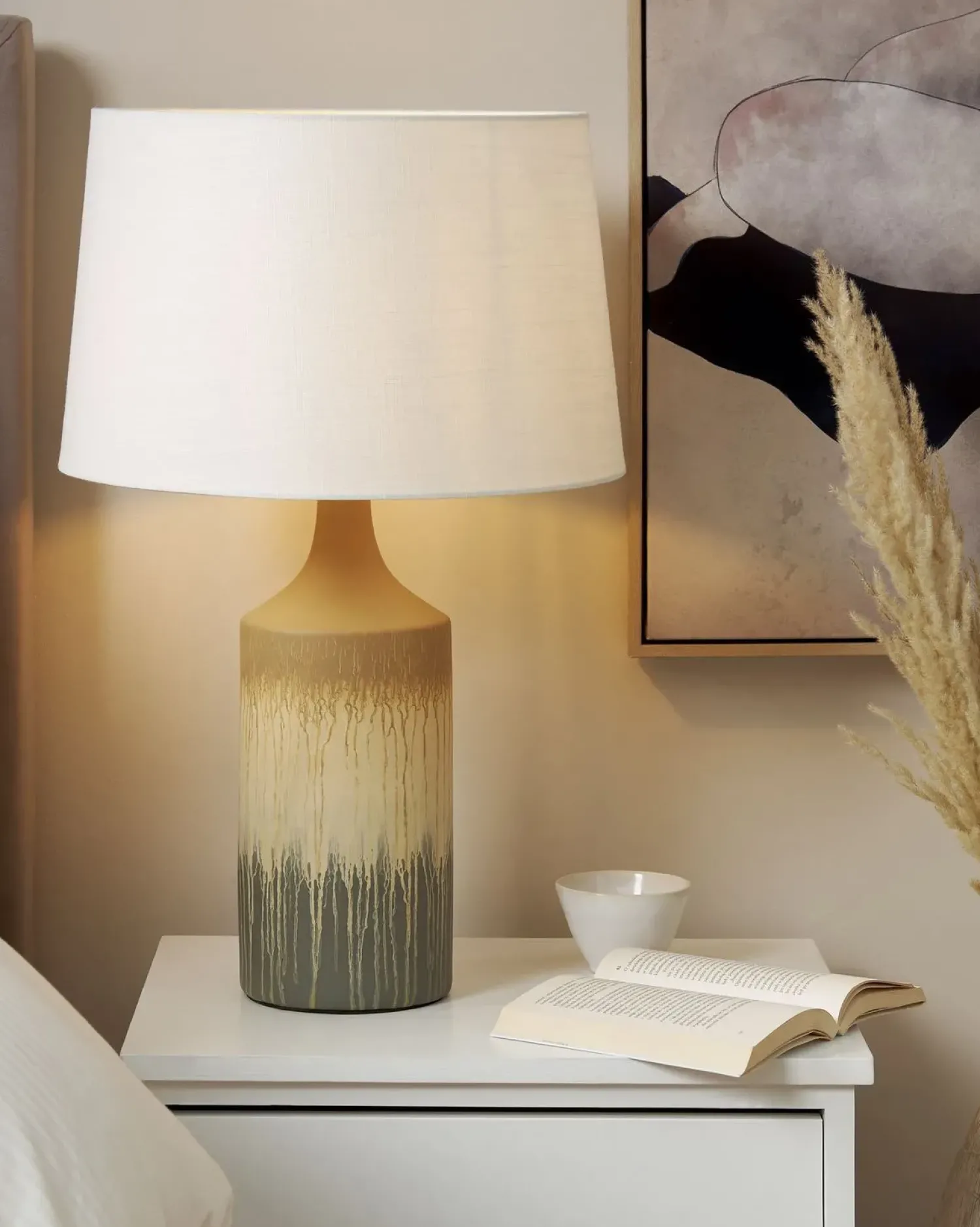 Best Beliani Lampada da tavolo CALVAS Ceramica Multicolore Bianco Beige Grigio