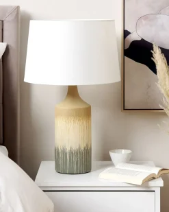 Best Beliani Lampada da tavolo CALVAS Ceramica Multicolore Bianco Beige Grigio