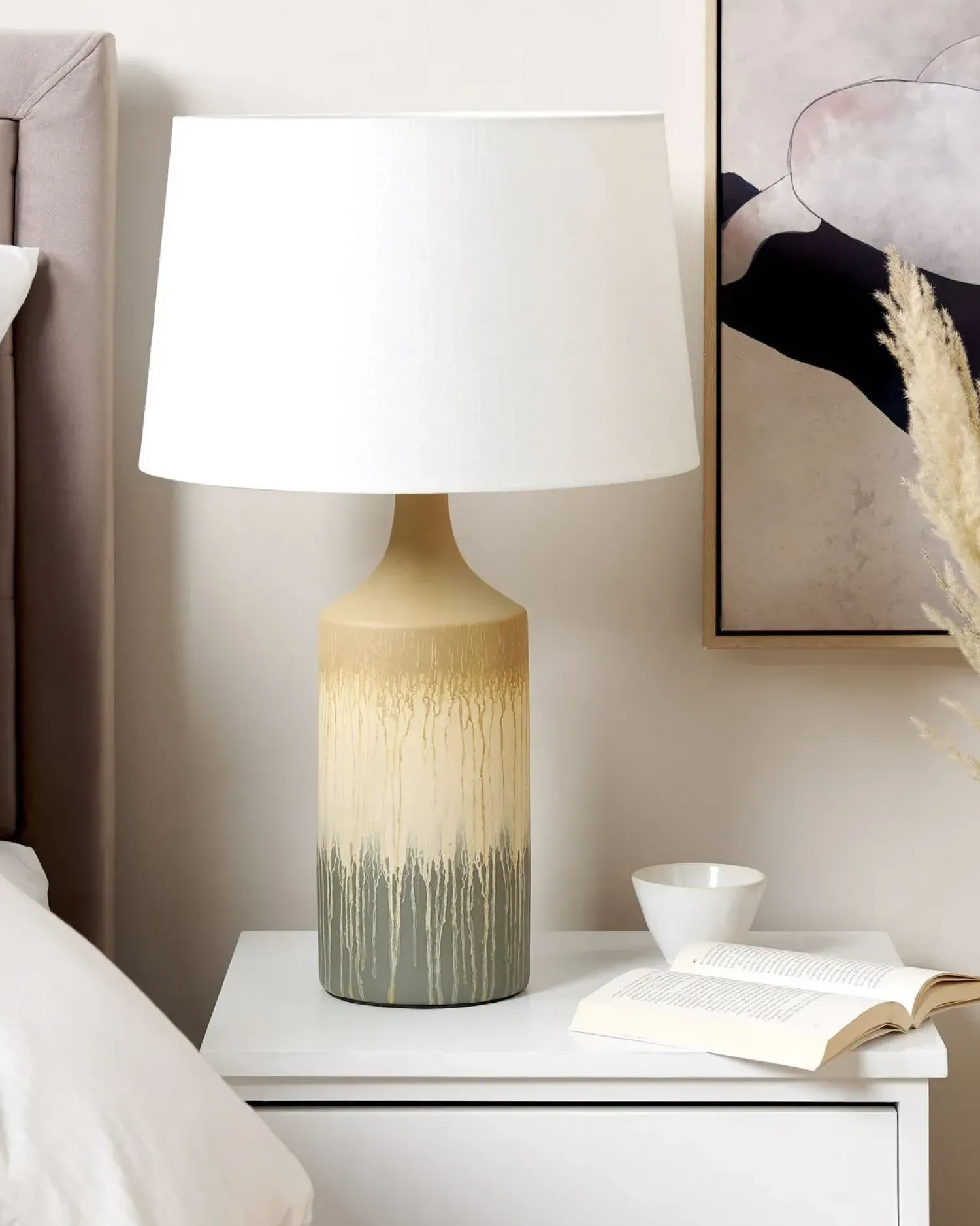 Best Beliani Lampada da tavolo CALVAS Ceramica Multicolore Bianco Beige Grigio