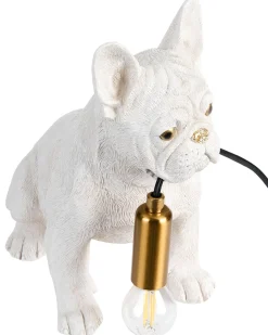 Sale Beliani Lampada da tavolo Cane BRUNO Bianco Bianco Ottone