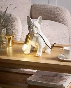 Sale Beliani Lampada da tavolo Cane BRUNO Bianco Bianco Ottone