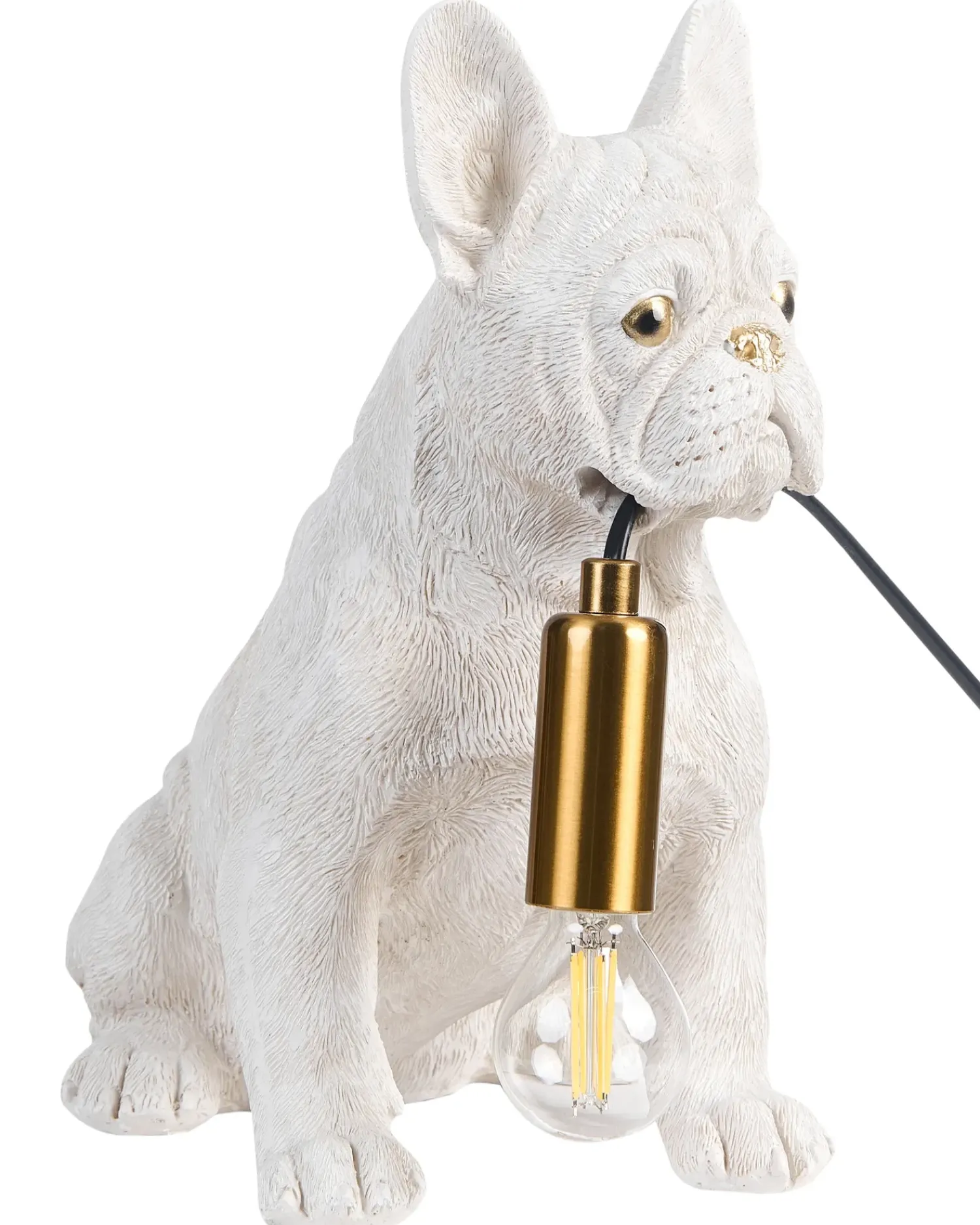 Sale Beliani Lampada da tavolo Cane BRUNO Bianco Bianco Ottone
