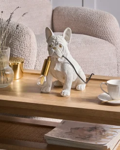 Sale Beliani Lampada da tavolo Cane BRUNO Bianco Bianco Ottone