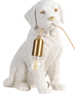 Outlet Beliani Lampada da tavolo Cane LUCKY Bianco Bianco Ottone