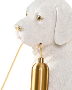 Outlet Beliani Lampada da tavolo Cane LUCKY Bianco Bianco Ottone