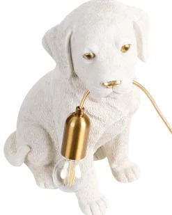Outlet Beliani Lampada da tavolo Cane LUCKY Bianco Bianco Ottone