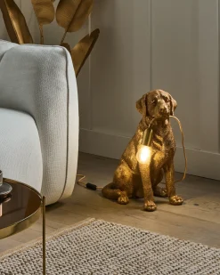 Online Beliani Lampada da tavolo Cane MARLEY Oro Oro Ottone