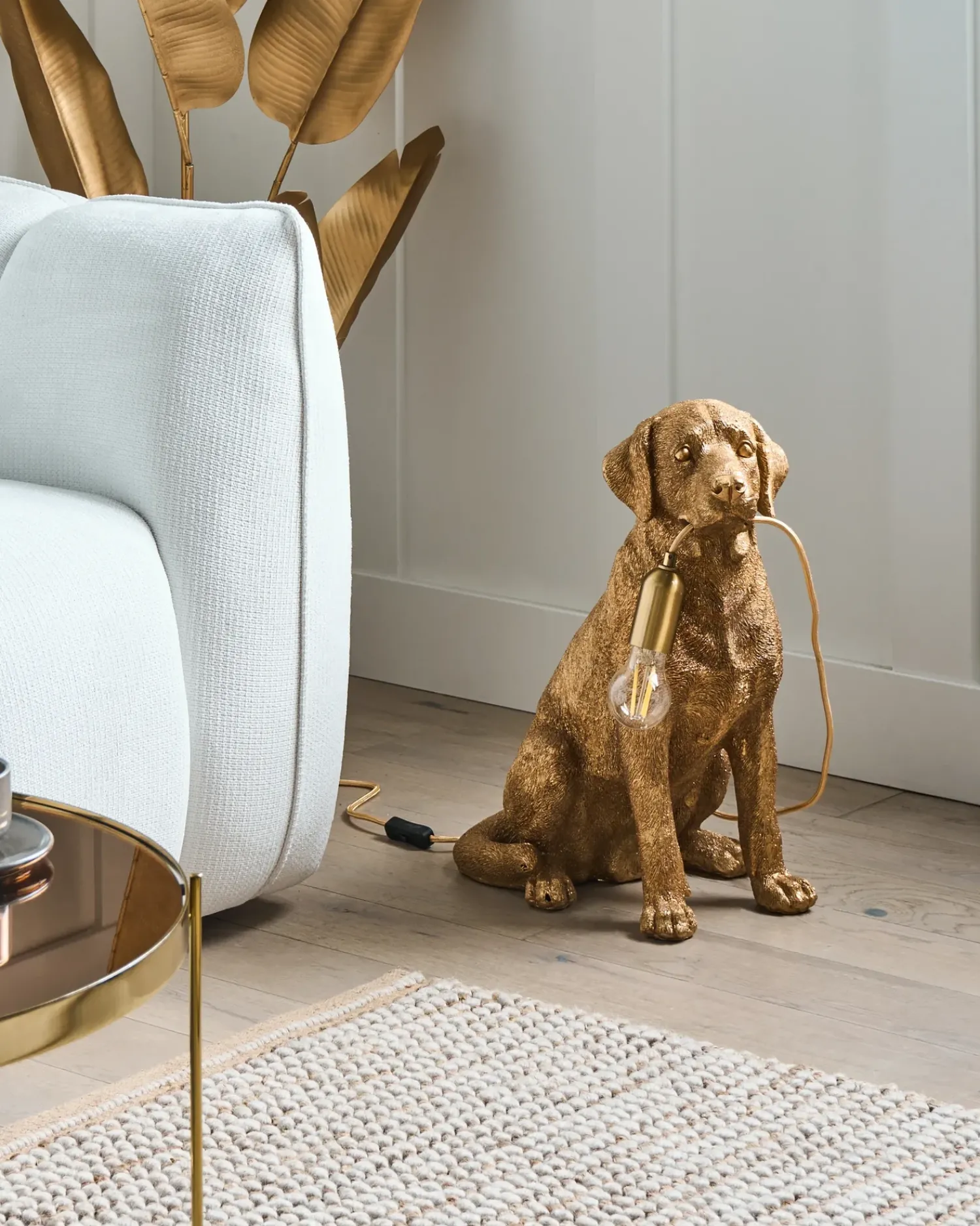 Online Beliani Lampada da tavolo Cane MARLEY Oro Oro Ottone