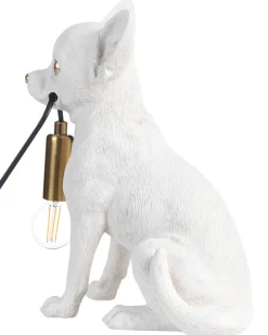 Best Beliani Lampada da tavolo Cane ROCCO Bianco Bianco Ottone