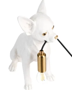 Best Beliani Lampada da tavolo Cane ROCCO Bianco Bianco Ottone