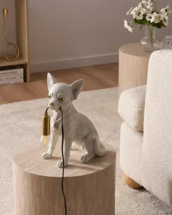 Best Beliani Lampada da tavolo Cane ROCCO Bianco Bianco Ottone