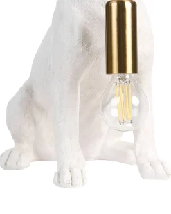 Best Beliani Lampada da tavolo Cane ROCCO Bianco Bianco Ottone