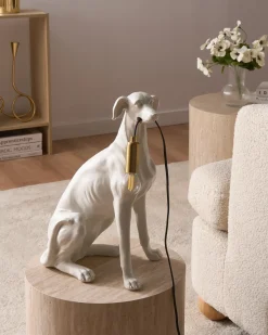 New Beliani Lampada da tavolo Cane SPRINT Bianco Bianco Ottone
