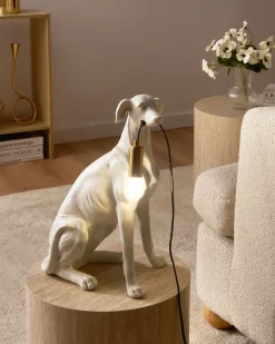 New Beliani Lampada da tavolo Cane SPRINT Bianco Bianco Ottone