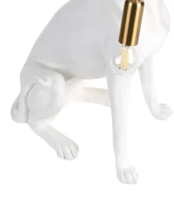 New Beliani Lampada da tavolo Cane SPRINT Bianco Bianco Ottone