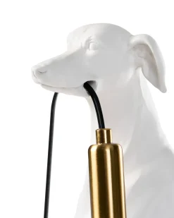 New Beliani Lampada da tavolo Cane SPRINT Bianco Bianco Ottone