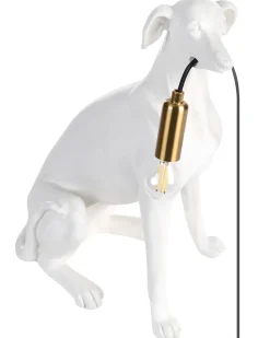 New Beliani Lampada da tavolo Cane SPRINT Bianco Bianco Ottone
