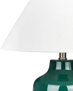 New Beliani Lampada da tavolo CARETA Ceramica Verde scuro Bianco Verde