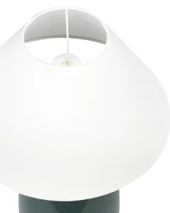 New Beliani Lampada da tavolo CARETA Ceramica Verde scuro Bianco Verde