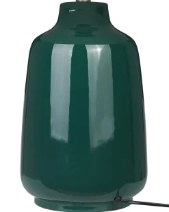 New Beliani Lampada da tavolo CARETA Ceramica Verde scuro Bianco Verde