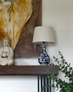 New Beliani Lampada da tavolo CARMEN Porcellana Bianco/Blu Bianco Blu