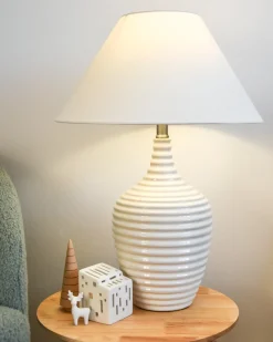 Best Beliani Lampada da tavolo CELESTE Ceramica Beige Beige Bianco