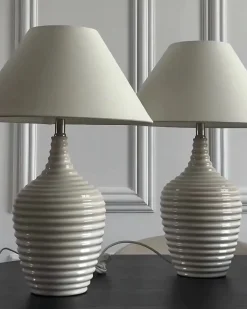 Best Beliani Lampada da tavolo CELESTE Ceramica Beige Beige Bianco