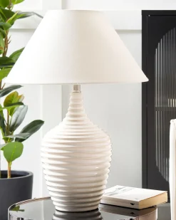Best Beliani Lampada da tavolo CELESTE Ceramica Beige Beige Bianco
