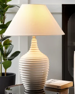 Best Beliani Lampada da tavolo CELESTE Ceramica Beige Beige Bianco