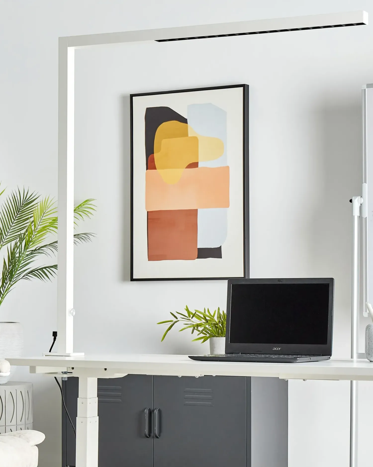New Beliani Lampada da tavolo con morsetto a LED VOLANS con dimmer Metallo Bianco