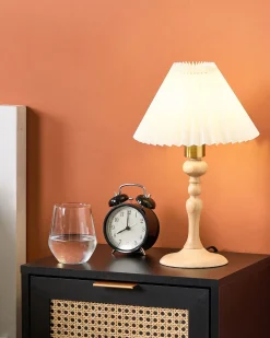 Best Beliani Lampada da tavolo COOKS Legno di quercia Marrone chiaro/Bianco Bianco Marrone Oro
