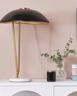 Sale Beliani Lampada da tavolo DANTO Metallo Nero Bianco Nero Oro