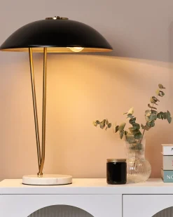 Sale Beliani Lampada da tavolo DANTO Metallo Nero Bianco Nero Oro