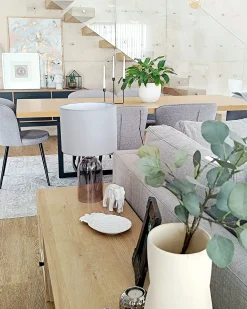 Clearance Beliani Lampada da tavolo DEVOLL Vetro Grigio Trasparente Grigio