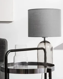 Clearance Beliani Lampada da tavolo DEVOLL Vetro Grigio Trasparente Grigio