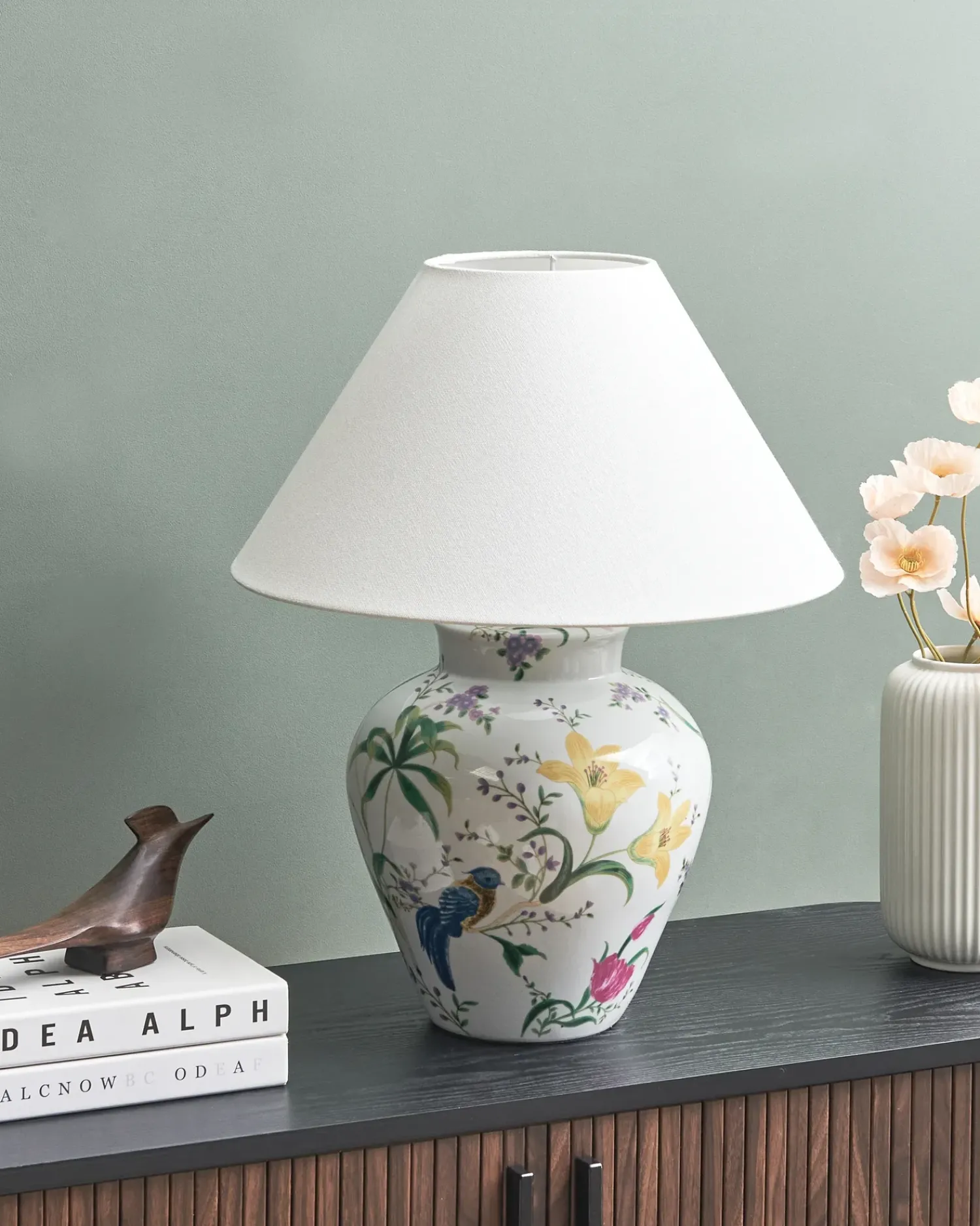 Clearance Beliani Lampada da tavolo DIOGO Porcellana Bianco Bianco Blu Giallo Rosa Verde