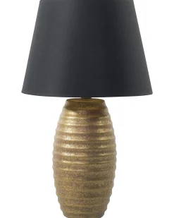 New Beliani Lampada da tavolo EBRO Porcellana Oro Nero Oro