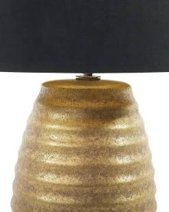 New Beliani Lampada da tavolo EBRO Porcellana Oro Nero Oro
