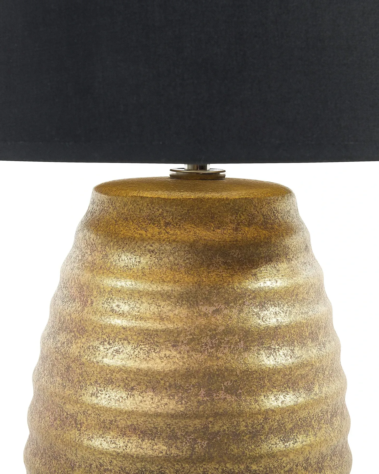 New Beliani Lampada da tavolo EBRO Porcellana Oro Nero Oro