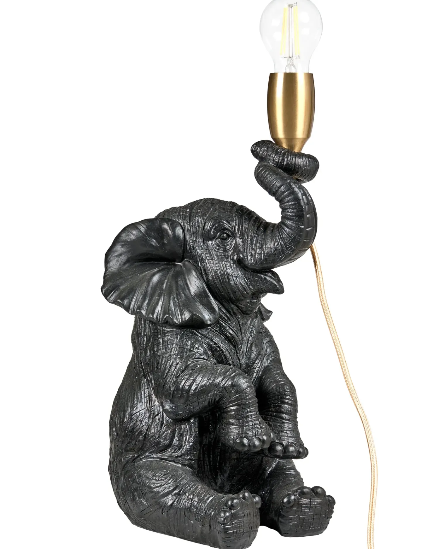 Beliani Lampada da tavolo Elefante FORTUNA Nero Nero Ottone