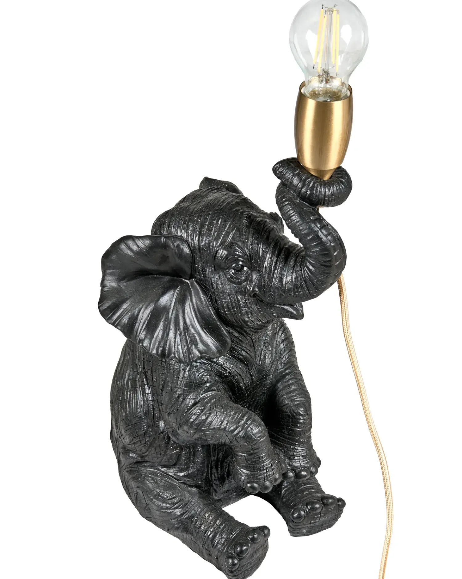 Beliani Lampada da tavolo Elefante FORTUNA Nero Nero Ottone