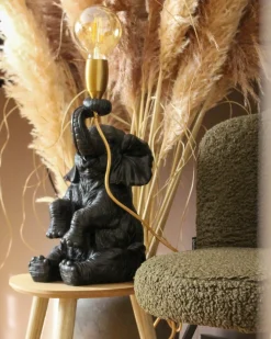 Beliani Lampada da tavolo Elefante FORTUNA Nero Nero Ottone